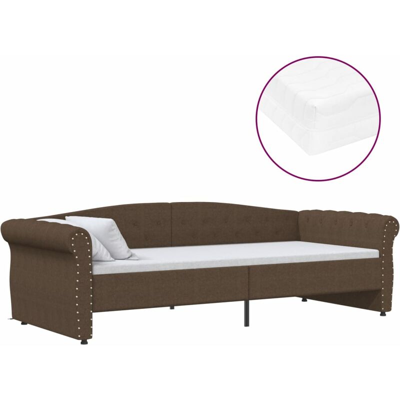 

Sofá cama con colchón USB de tela marrón 90x200 cm - Marrón - Vidaxl