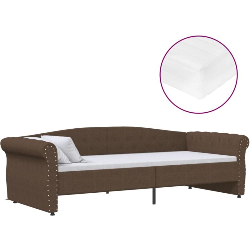 

vidaXL Sofá cama con colchón USB de tela marrón 90x200 cm - Marrón