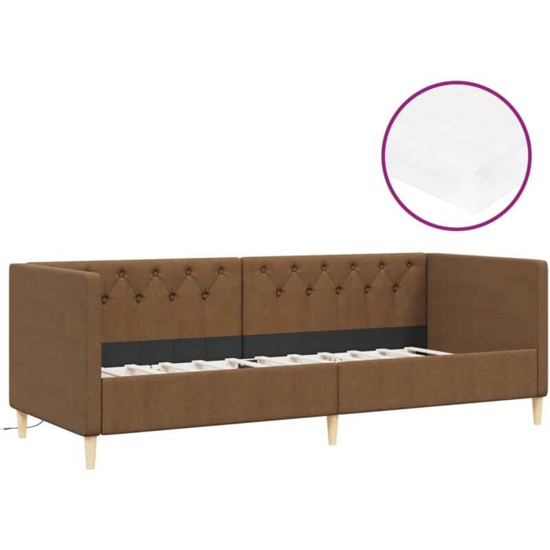

Sofá cama con colchón USB de tela marrón 90x200 cm - Marrón - Vidaxl