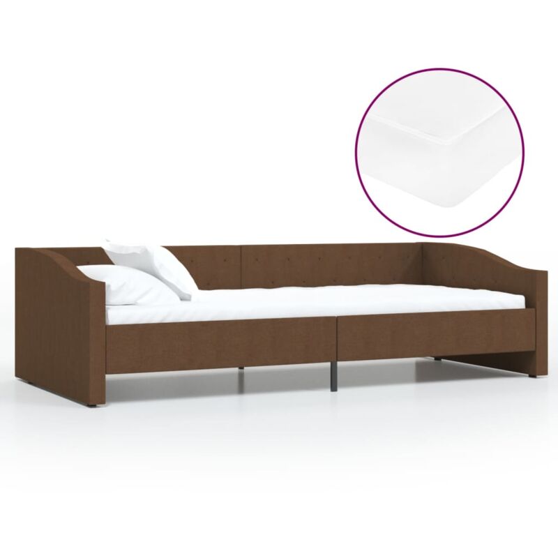 

vidaXL Sofá cama con colchón USB de tela marrón oscuro 90x200 cm - Marrón