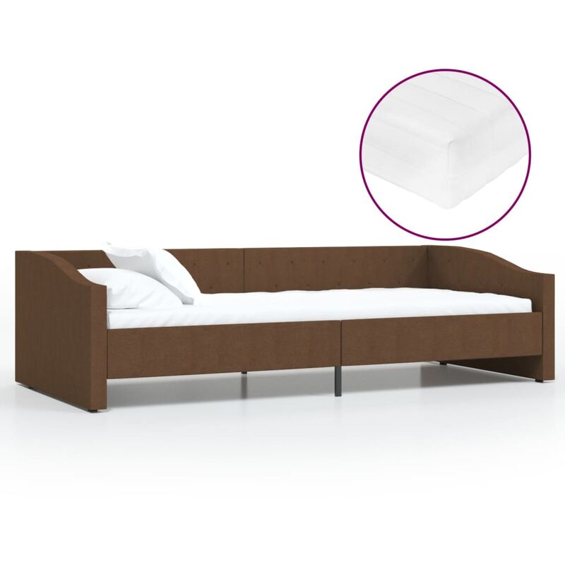 

vidaXL Sofá cama con colchón USB de tela marrón oscuro 90x200 cm - Marrón