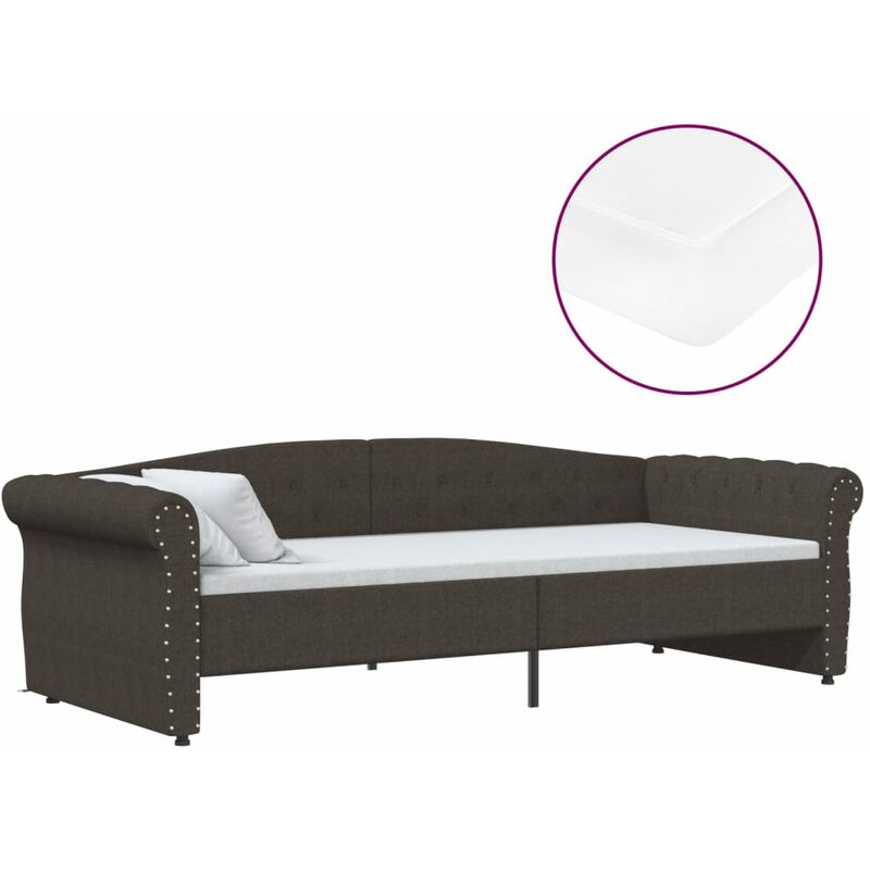 

Sofá cama con colchón USB de tela marrón oscuro 90x200 cm - Marrón - Vidaxl