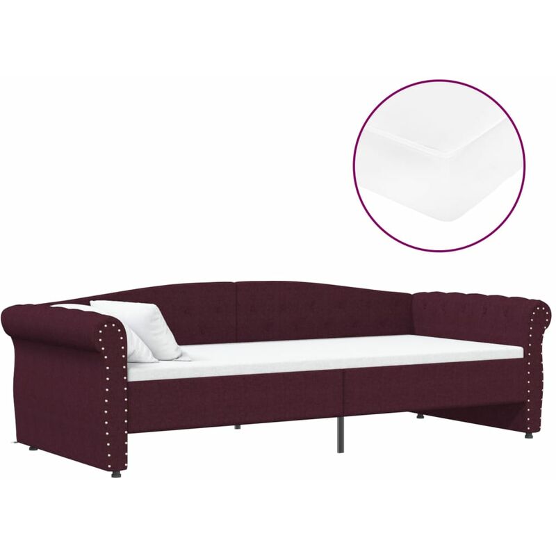

Sofá cama con colchón USB de tela morado 90x200 cm - Púrpura - Vidaxl