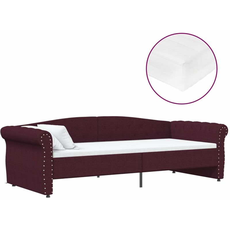 

Sofá cama con colchón USB de tela morado 90x200 cm - Púrpura - Vidaxl