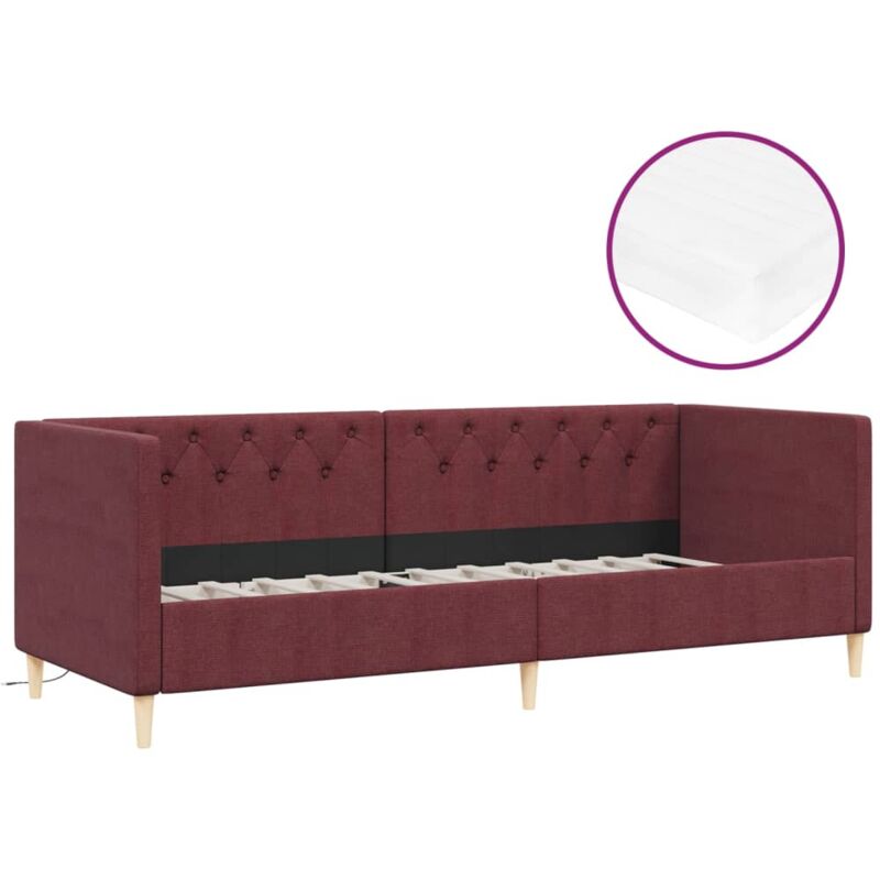 

vidaXL Sofá cama con colchón USB de tela morado 90x200 cm - Púrpura