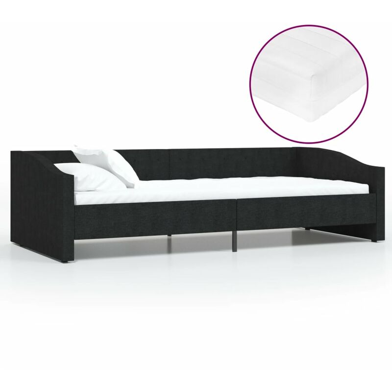 

vidaXL Sofá cama con colchón USB de tela negro 90x200 cm - Negro