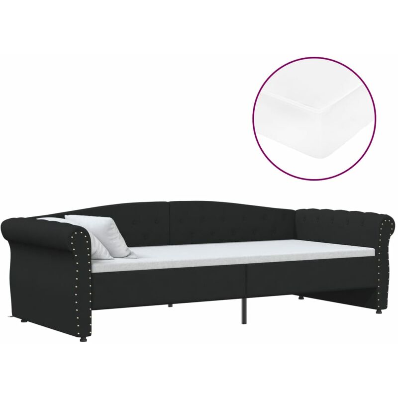 

Sofá cama con colchón USB de tela negro 90x200 cm - Negro - Vidaxl