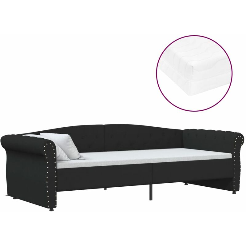 

Sofá cama con colchón USB de tela negro 90x200 cm - Negro - Vidaxl