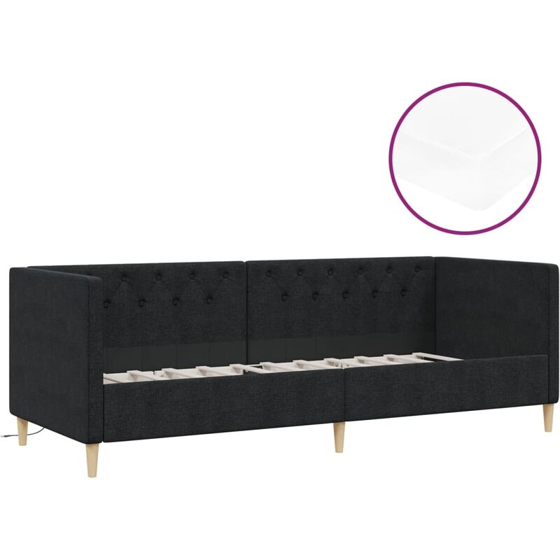 

vidaXL Sofá cama con colchón USB de tela negro 90x200 cm - Negro