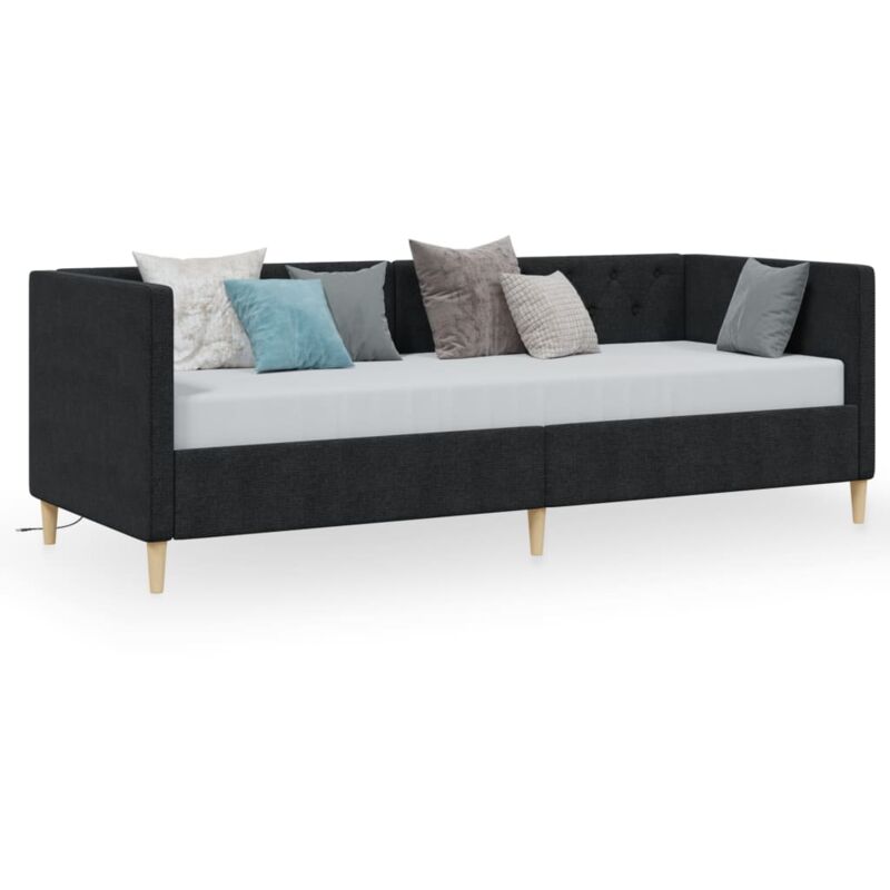 

vidaXL Sofá cama con colchón USB de tela negro 90x200 cm - Negro