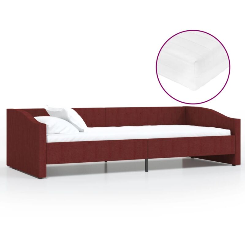 

vidaXL Sofá cama con colchón USB de tela rojo vino tinto 90x200 cm - Rojo