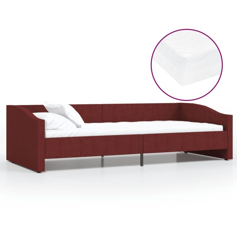 

vidaXL Sofá cama con colchón USB de tela rojo vino tinto 90x200 cm - Rojo