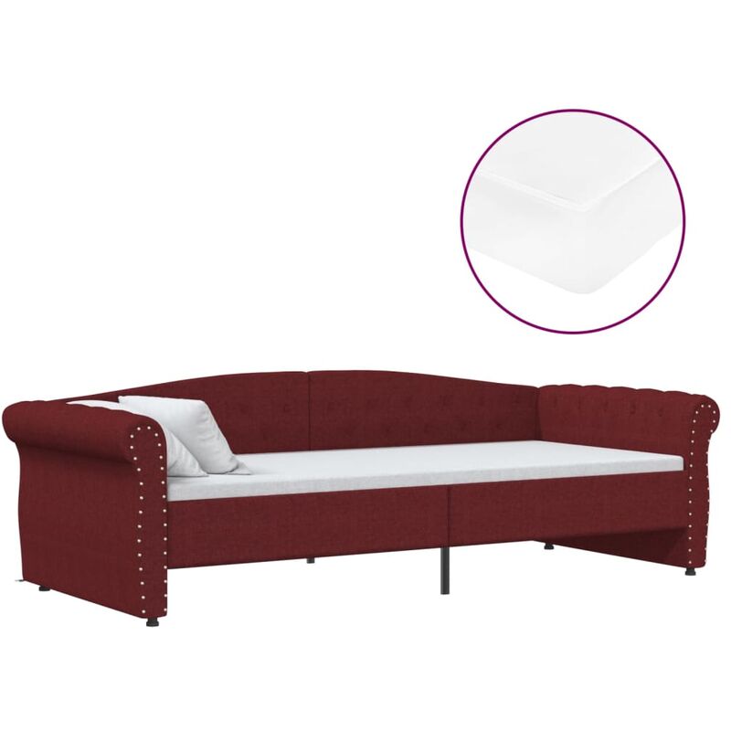 

vidaXL Sofá cama con colchón USB de tela rojo vino tinto 90x200 cm - Rojo