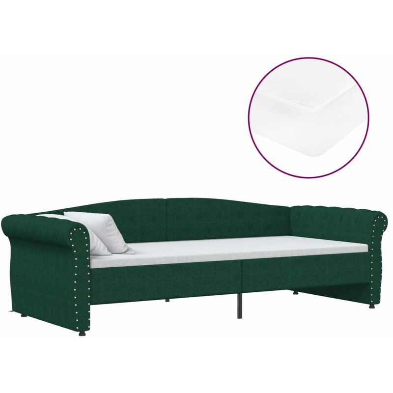 

Sofá cama con colchón USB de tela verde oscuro 90x200 cm - Verde - Vidaxl