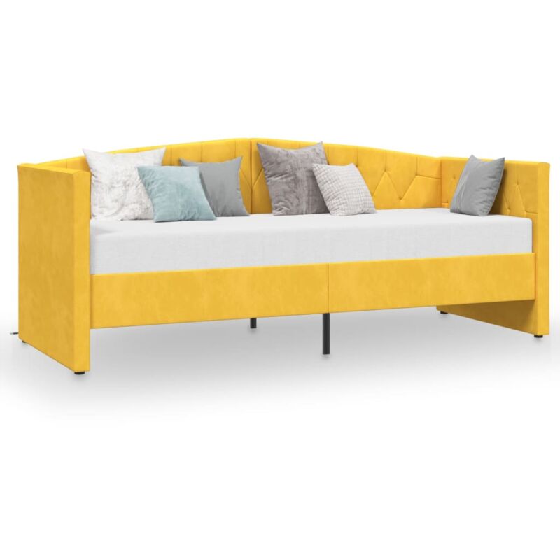 

vidaXL Sofá cama con colchón USB de terciopelo amarillo 90x200 cm - Amarillo