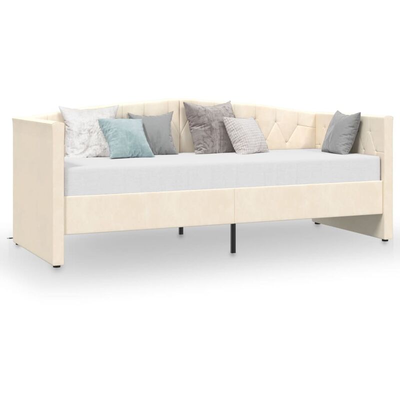 

vidaXL Sofá cama con colchón USB de terciopelo crema 90x200 cm - Crema