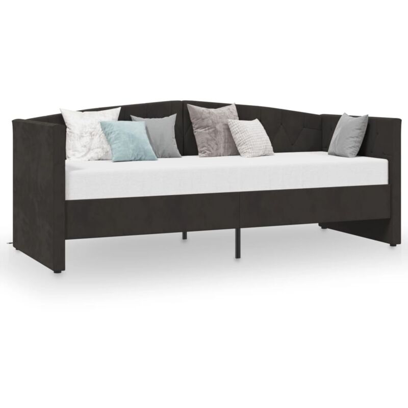 

vidaXL Sofá cama con colchón USB de terciopelo negro 90x200 cm - Negro