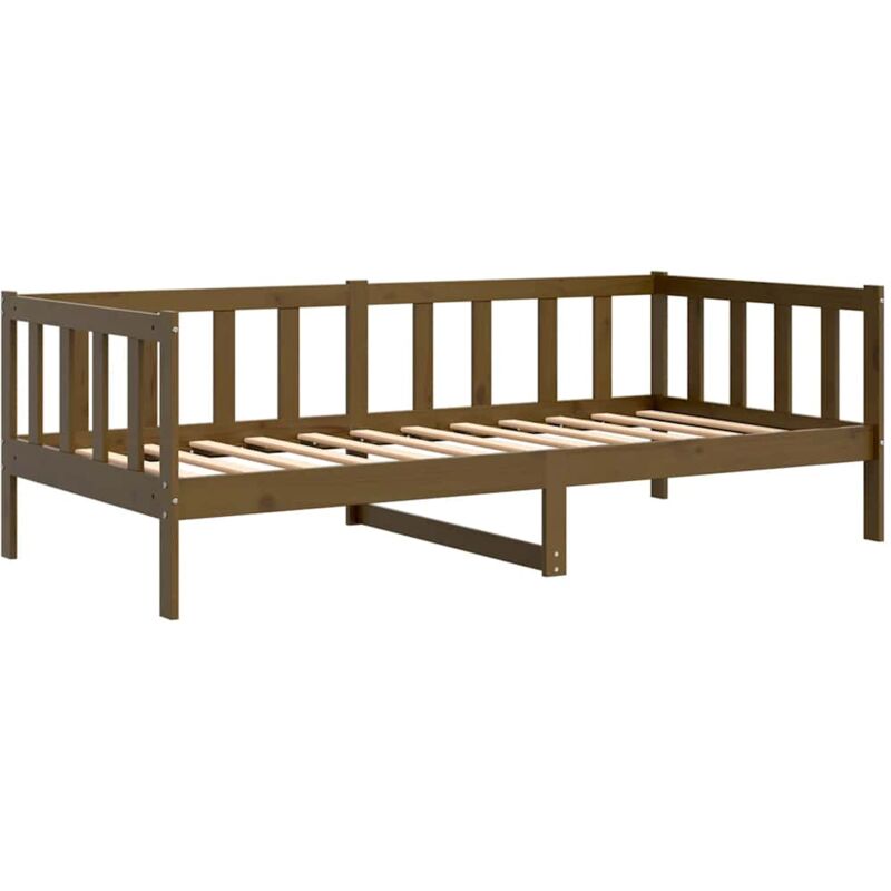 

Sofá cama madera maciza de pino marrón miel 90x200 cm - Marrón - Vidaxl