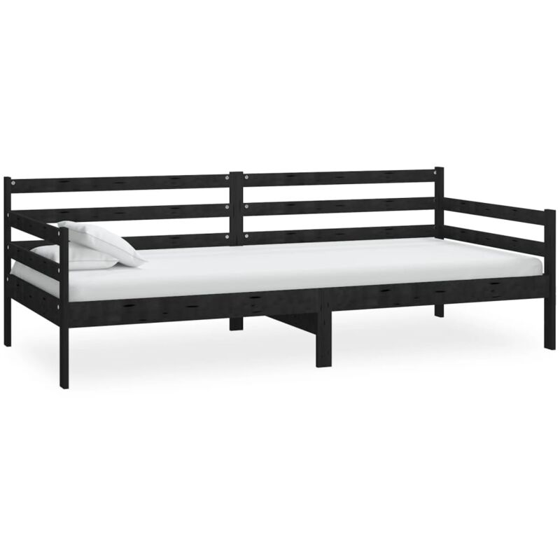 

Sofá cama de madera maciza de pino negro 90x200 cm - Negro - Vidaxl