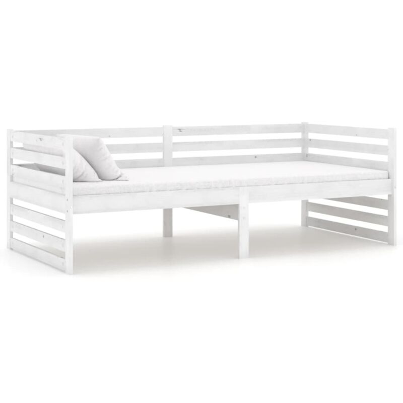 

vidaXL Sofá cama de madera maciza de pino 90x200 cm blanco - Blanco
