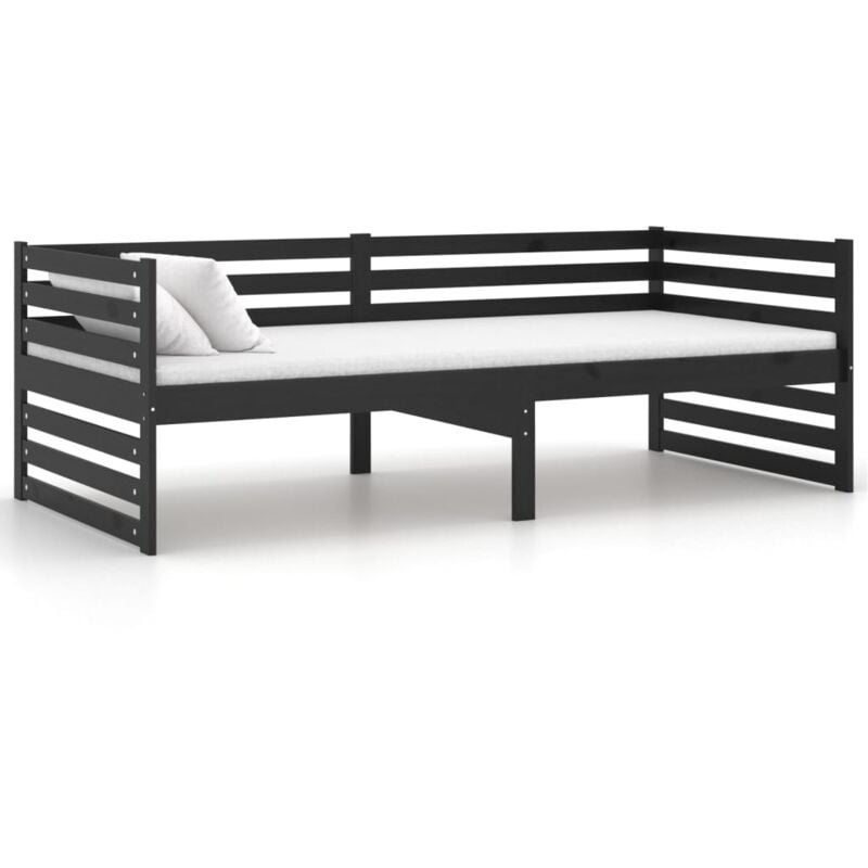 

Sofá cama de madera maciza de pino 90x200 cm negro - Negro - Vidaxl