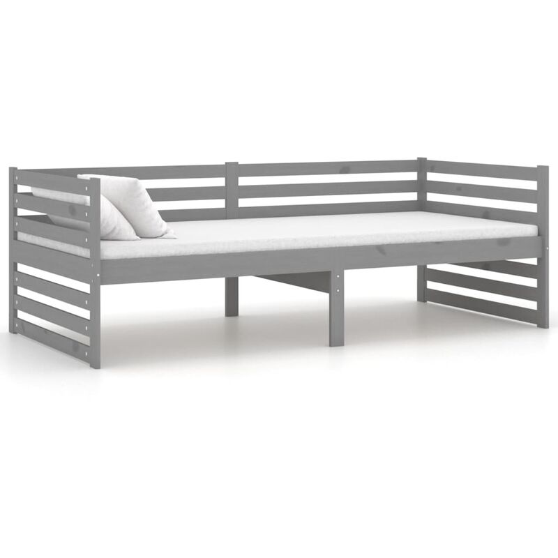 

vidaXL Sofá cama de madera maciza de pino 90x200 cm gris - Gris