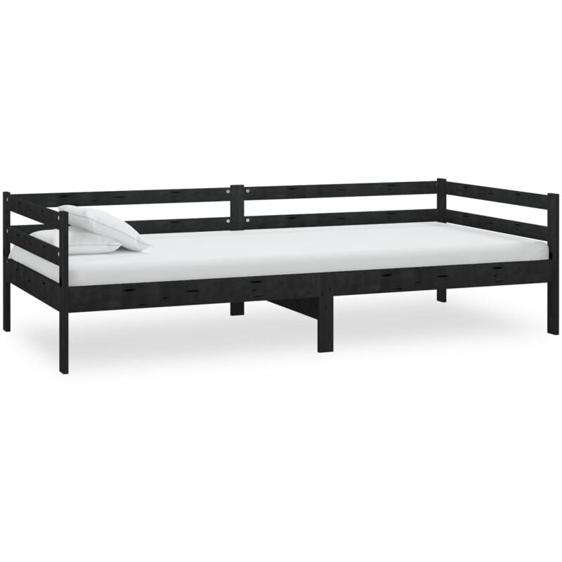 

Sofá cama de madera maciza de pino 90x200 cm negro - Negro - Vidaxl