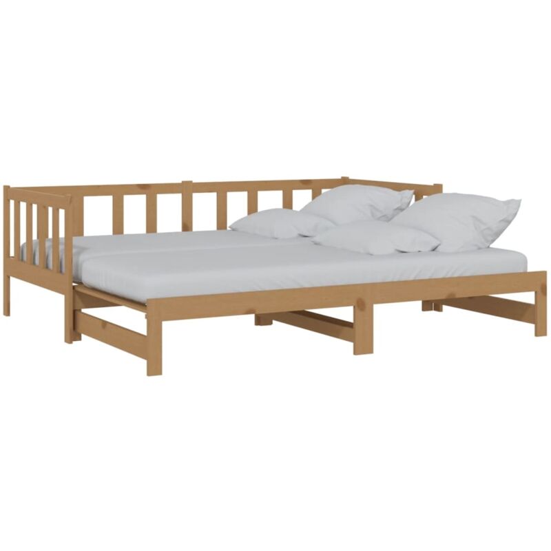 

Sofá cama extraíble madera de pino marrón miel 2x(90x200) cm - Marrón - Vidaxl