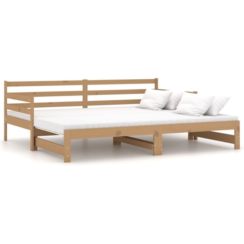 

vidaXL Sofá cama extraíble madera de pino marrón miel 2x(90x200) cm - Marrón