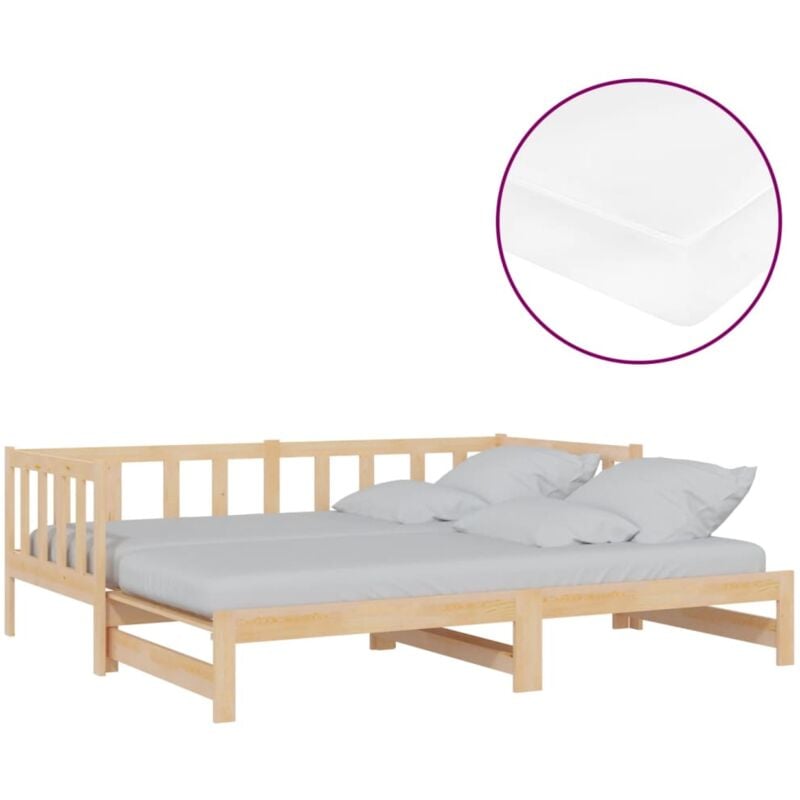 

Sofá cama extraíble madera maciza de pino 2x(90x200) cm - Marrón - Vidaxl