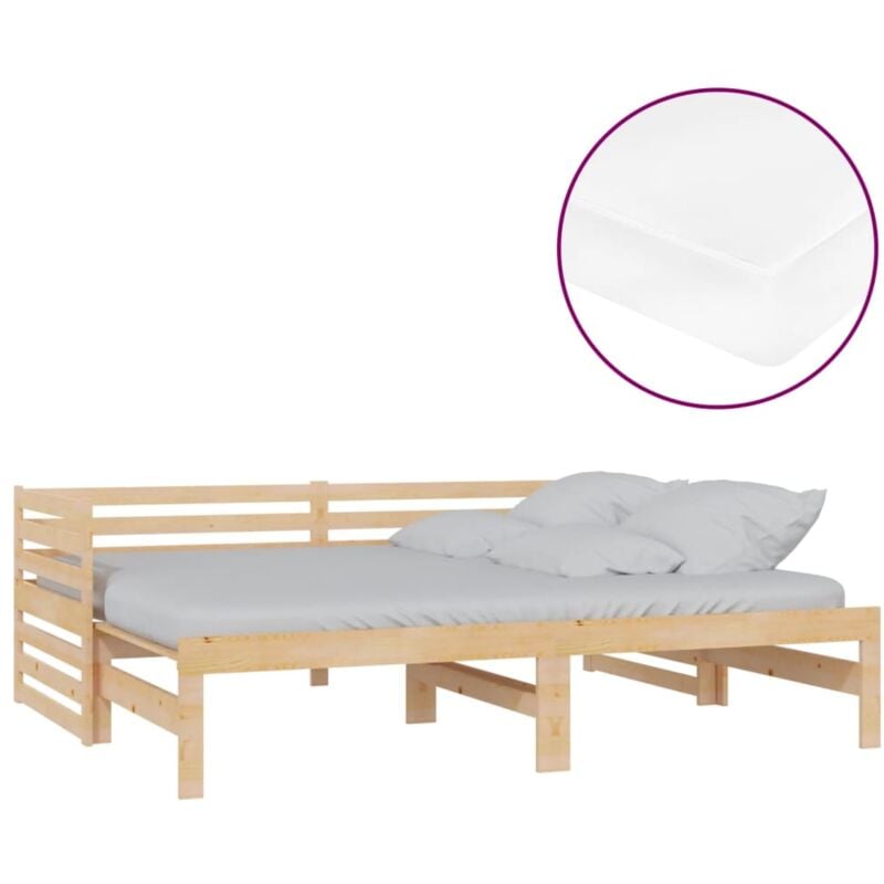 

Sofá cama extraíble madera maciza de pino 2x(90x200) cm - Marrón - Vidaxl