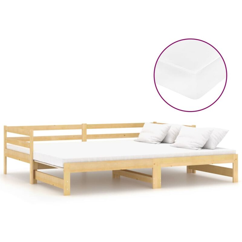 

Sofá cama extraíble madera maciza de pino 2x(90x200) cm - Marrón - Vidaxl