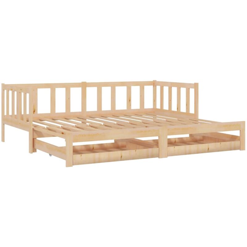 

Sofá cama extraíble madera maciza de pino 2x(90x200) cm - Marrón - Vidaxl