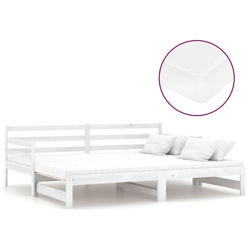 

Sofá cama extraíble madera maciza de pino blanco 2x(90x200) cm - Blanco - Vidaxl