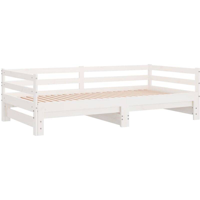 

Sofá cama extraíble madera maciza de pino blanco 2x(90x200) cm - Blanco - Vidaxl