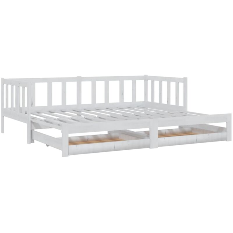 

Sofá cama extraíble madera maciza de pino blanco 2x(90x200) cm - Blanco - Vidaxl