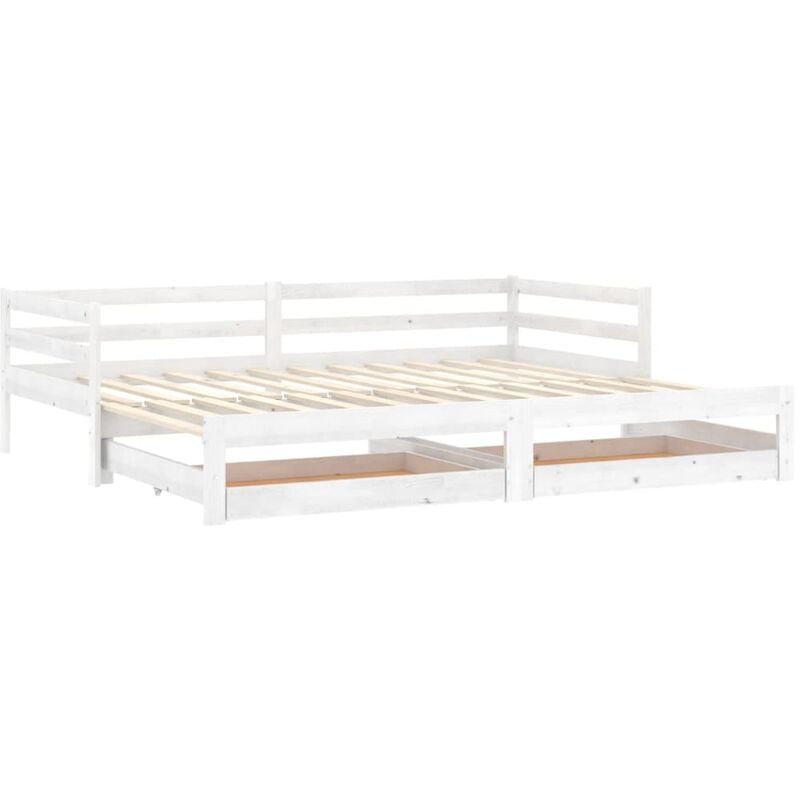 

Sofá cama extraíble madera maciza de pino blanco 2x(90x200) cm - Blanco - Vidaxl