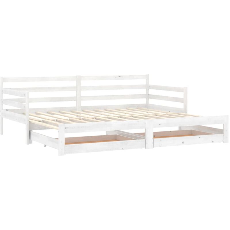 

vidaXL Sofá cama extraíble madera maciza de pino blanco 2x(90x200) cm - Blanco