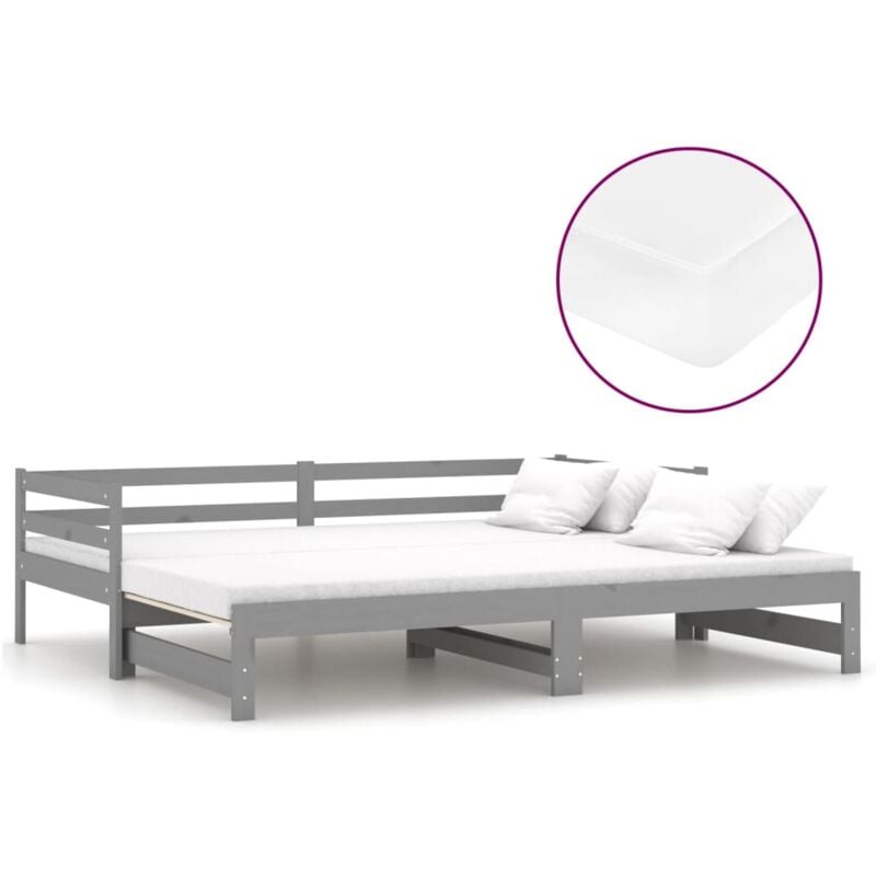 

Sofá cama extraíble madera maciza de pino gris 2x(90x200) cm - Gris - Vidaxl