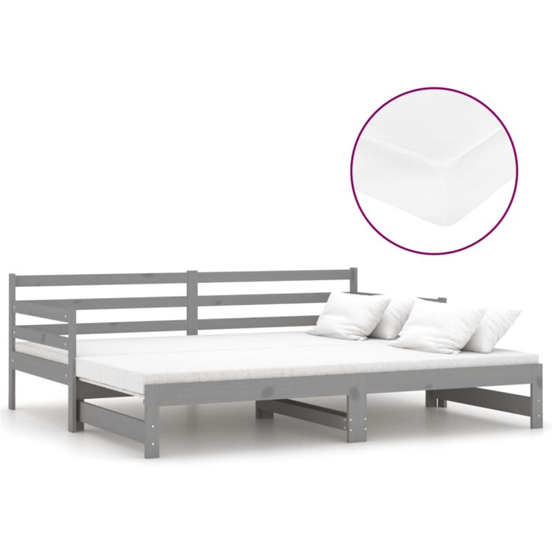 

Sofá cama extraíble madera maciza de pino gris 2x(90x200) cm - Gris - Vidaxl