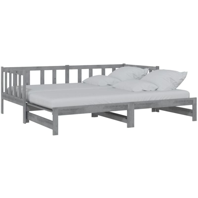 

Sofá cama extraíble madera maciza de pino gris 2x(90x200) cm - Gris - Vidaxl