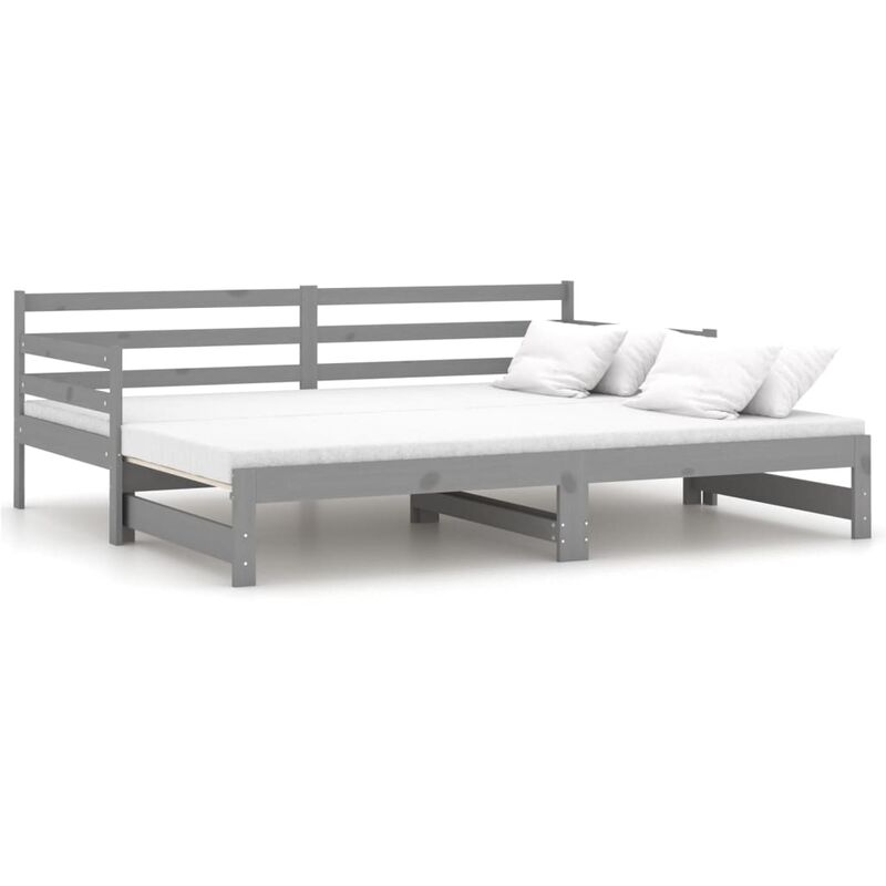 

Sofá cama extraíble madera maciza de pino gris 2x(90x200) cm - Gris - Vidaxl