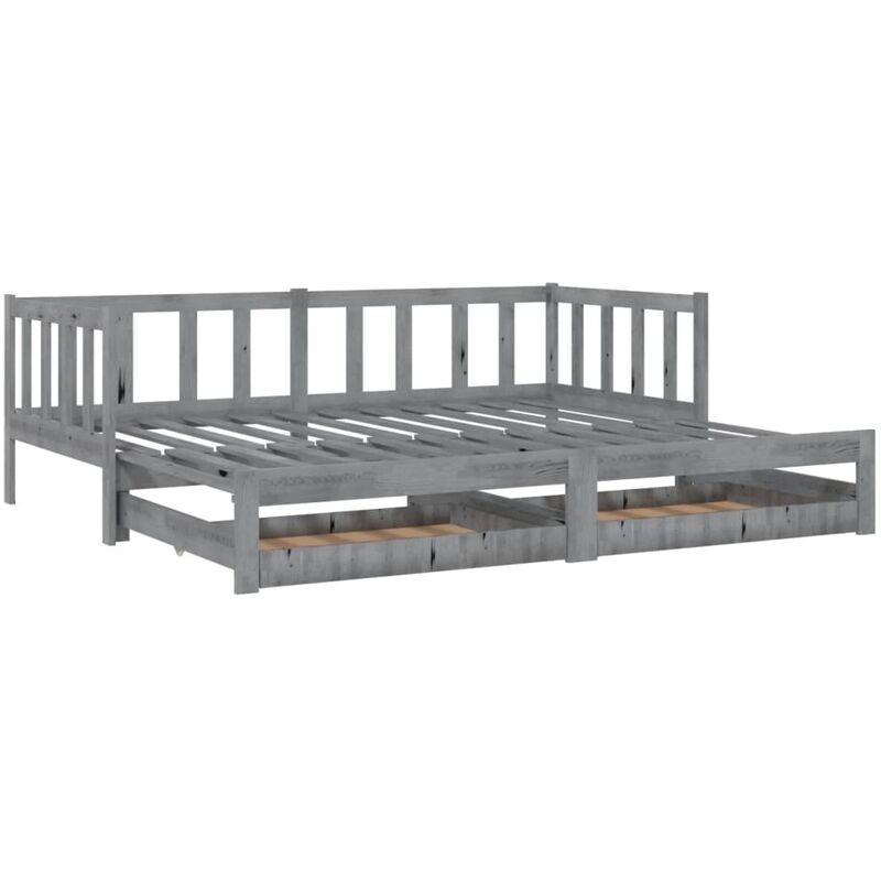 

Sofá cama extraíble madera maciza de pino gris 2x(90x200) cm - Gris - Vidaxl