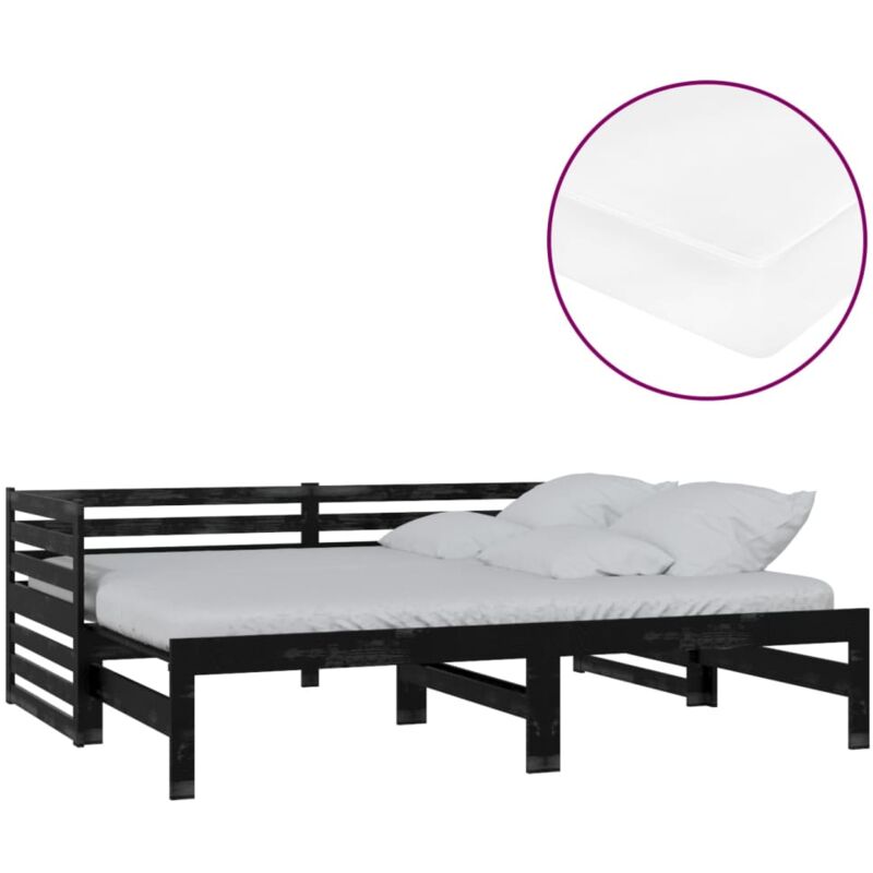 

Sofá cama extraíble madera maciza de pino negro 2x(90x200) cm - Negro - Vidaxl