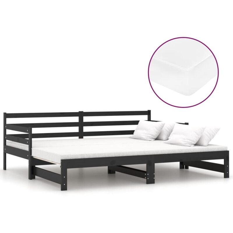 

Sofá cama extraíble madera maciza de pino negro 2x(90x200) cm - Negro - Vidaxl