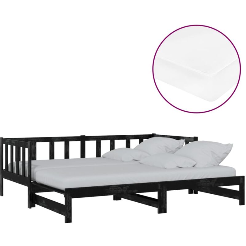 

Sofá cama extraíble madera maciza de pino negro 2x(90x200) cm - Negro - Vidaxl