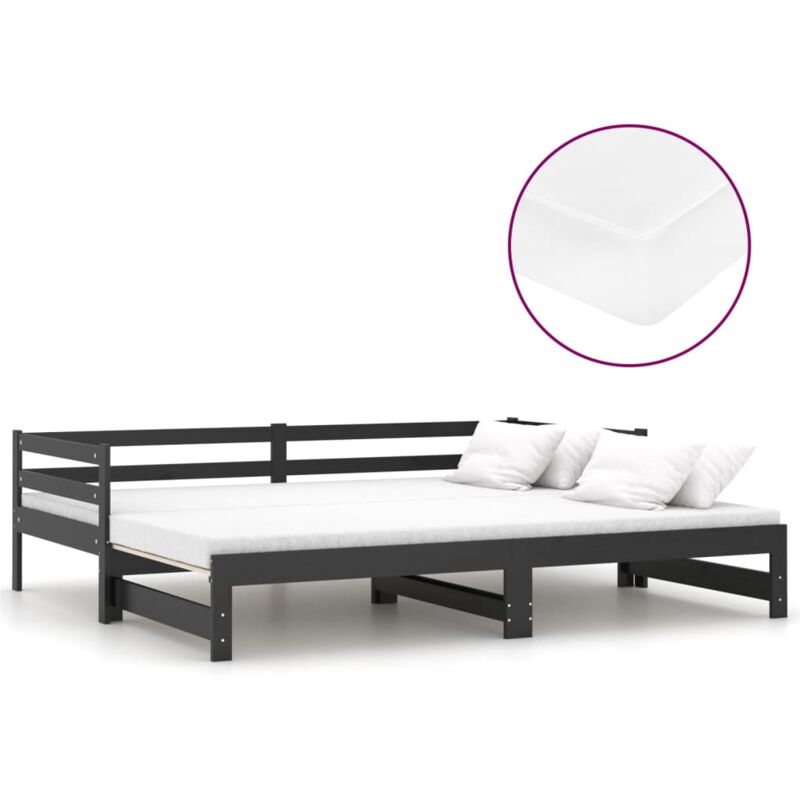 

Sofá cama extraíble madera maciza de pino negro 2x(90x200) cm - Negro - Vidaxl