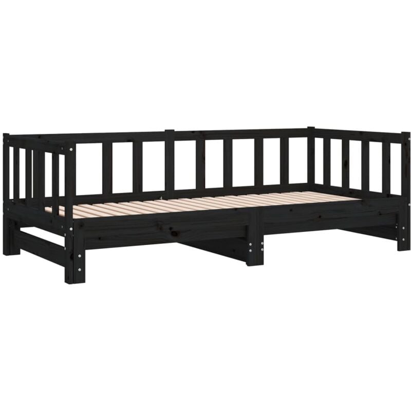 

Sofá cama extraíble madera maciza de pino negro 2x(90x200) cm - Negro - Vidaxl