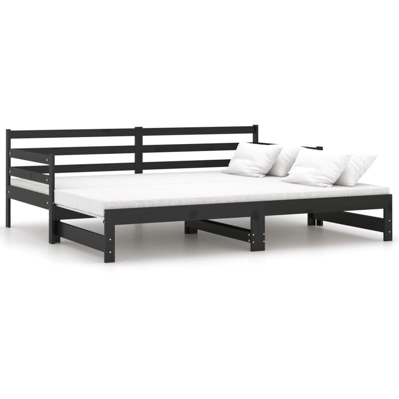 

Sofá cama extraíble madera maciza de pino negro 2x(90x200) cm - Negro - Vidaxl