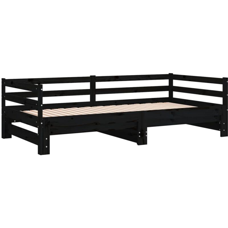 

vidaXL Sofá cama extraíble madera maciza de pino negro 2x(90x200) cm - Negro